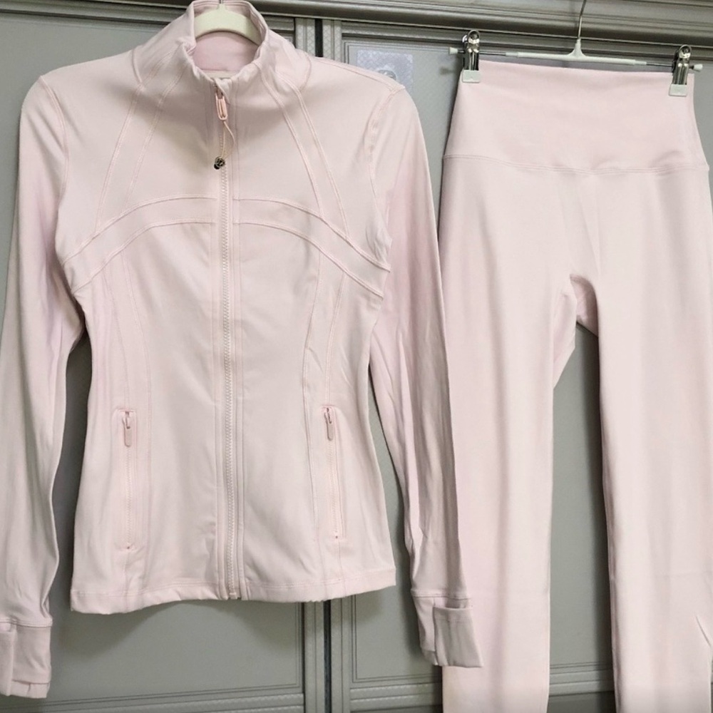 Lululemon blissful pink define jacket and leggings set